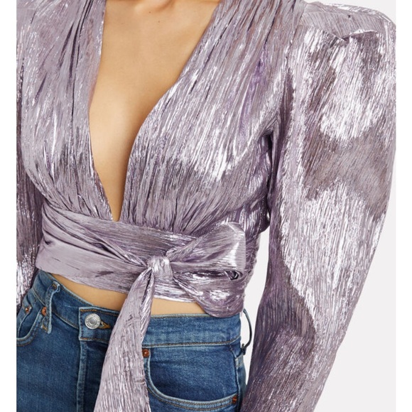Atoir Close Call crop top in metallic Purple - Picture 3 of 4
